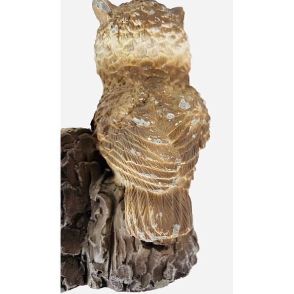 Vintage Stone 5.5" Owl Stump Log Planter "Nature" Autumn Fall Succulent Pinecone - Picture 10 of 12